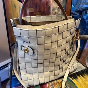 TORY BURCH Lee Radziwill Woven Leather Double Bag